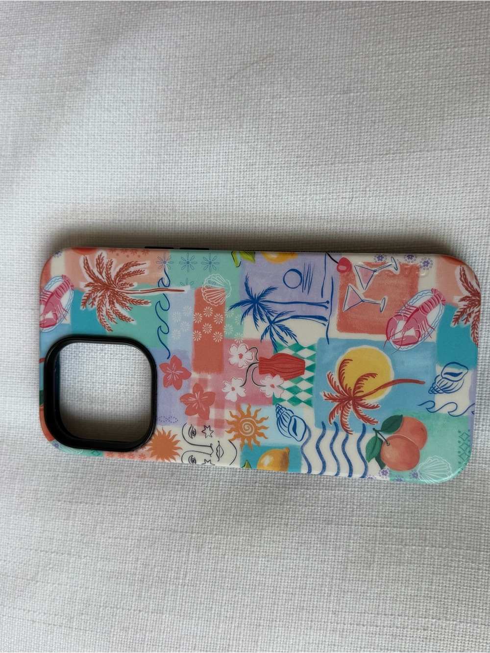 Colorful Tropical Pattern Phone Case - Peach & Teal iphone 14 pro max